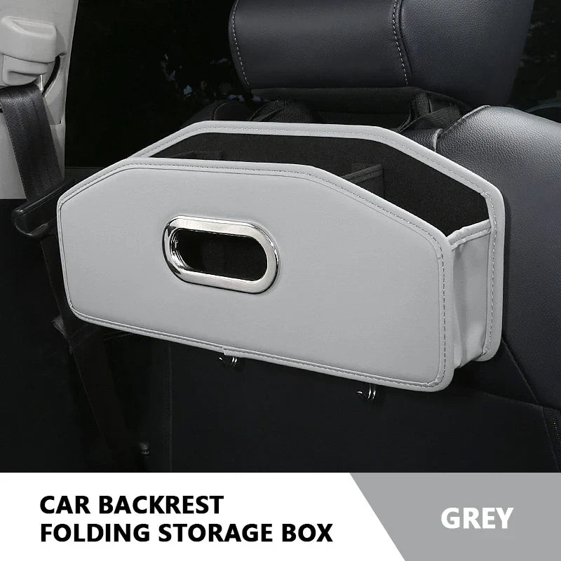 Multi-Function Car Backseat Organizer – Foldable Storage Box with Tissue Holder & Hook