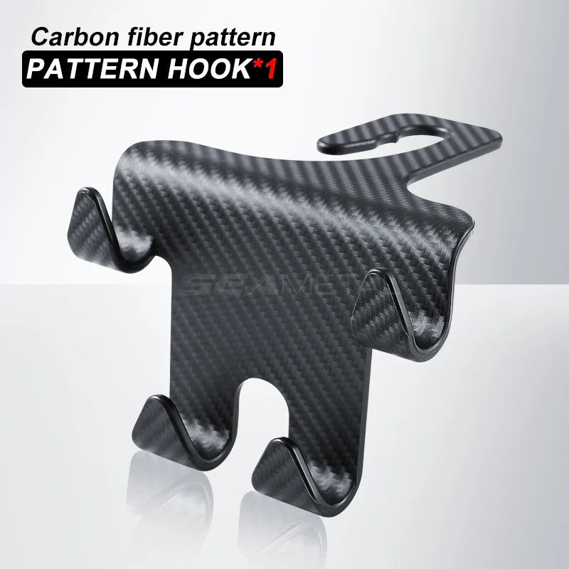 Multifunctional Car Headrest Hook – Carbon Fiber Seat Back Hanging Hanger