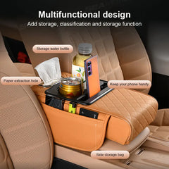 All-in-One Car Arm Rest Cushion – 7cm Thick Console Organizer with Elbow Support