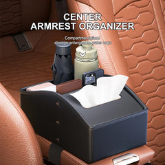 Car Center Console Arm Rest Box – Premium Nappa Leather Storage with Tissue Holder