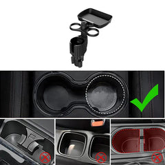 4-in-1 Car Cup Holder Extension – 360° Rotating Snack Tray & Drink Holder (3kg Load)