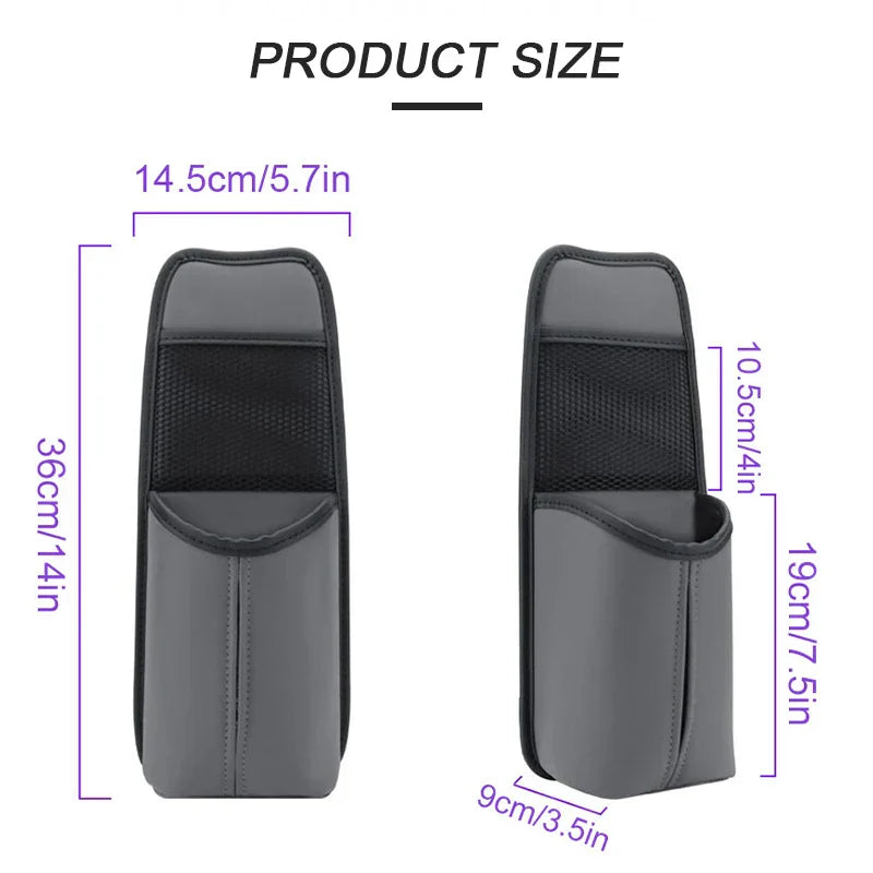 Car Seat Side Storage Bag – Hanging Auto Organizer with Tissue Holder & Mesh Pocket