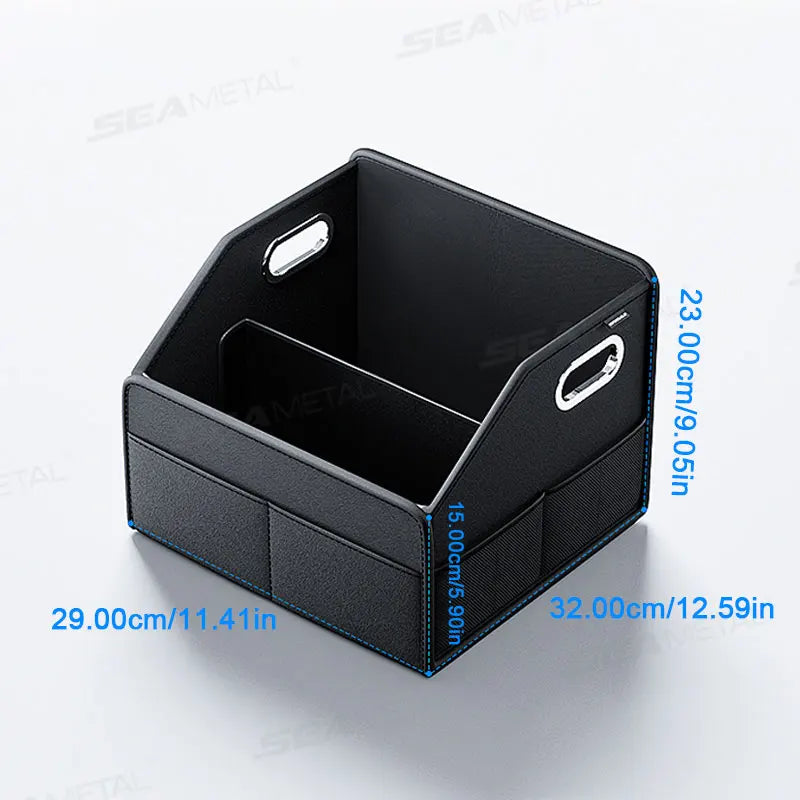 Foldable Car Trunk Organizer – 22.5L Waterproof Wear-Resistant Storage Box with 6 Pockets