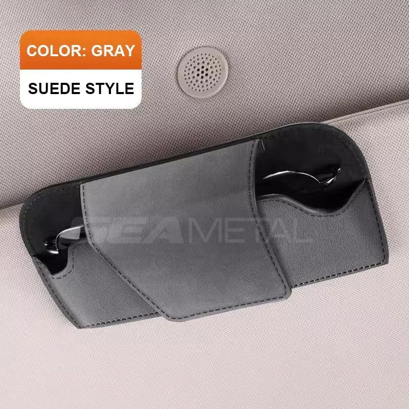 Magnetic Car Sunglasses Holder – Suede Anti-Scratch Eyeglasses Storage Case