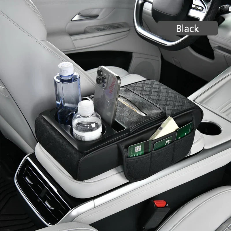 Car Center Console Armrest Cushion – 12-in-1 Multi-Function Pad with Storage & Cup Holder