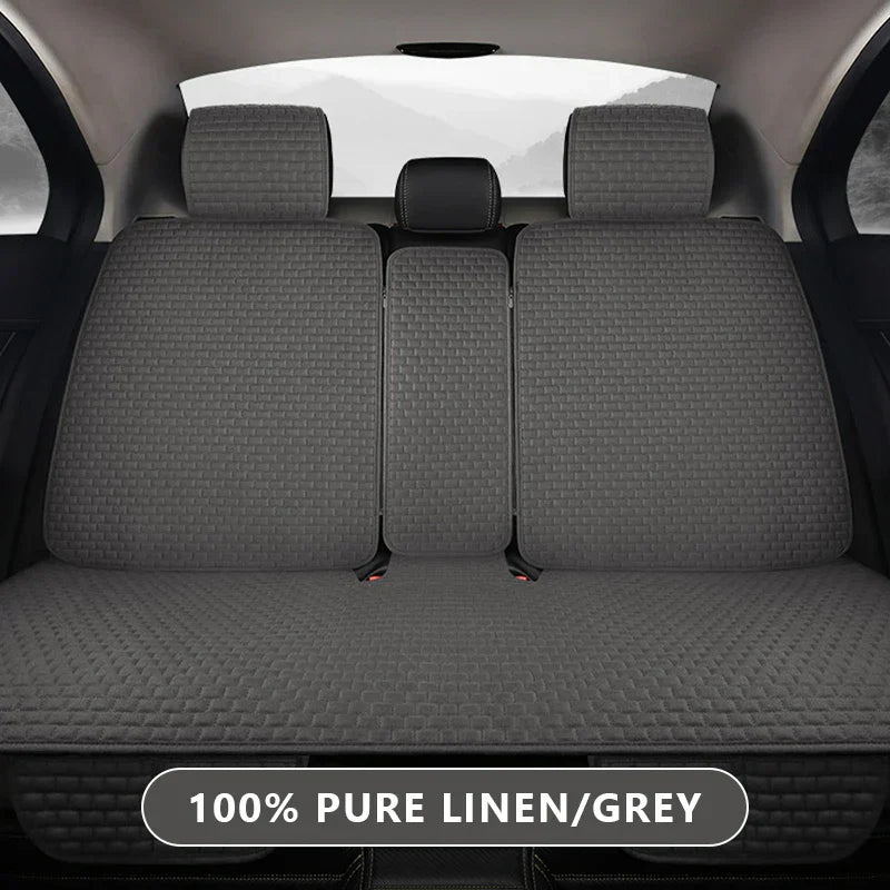 Breathable 100% Linen Car Seat Cover – Cooling Sweat-Absorbing Cushion for SUV & Sedan