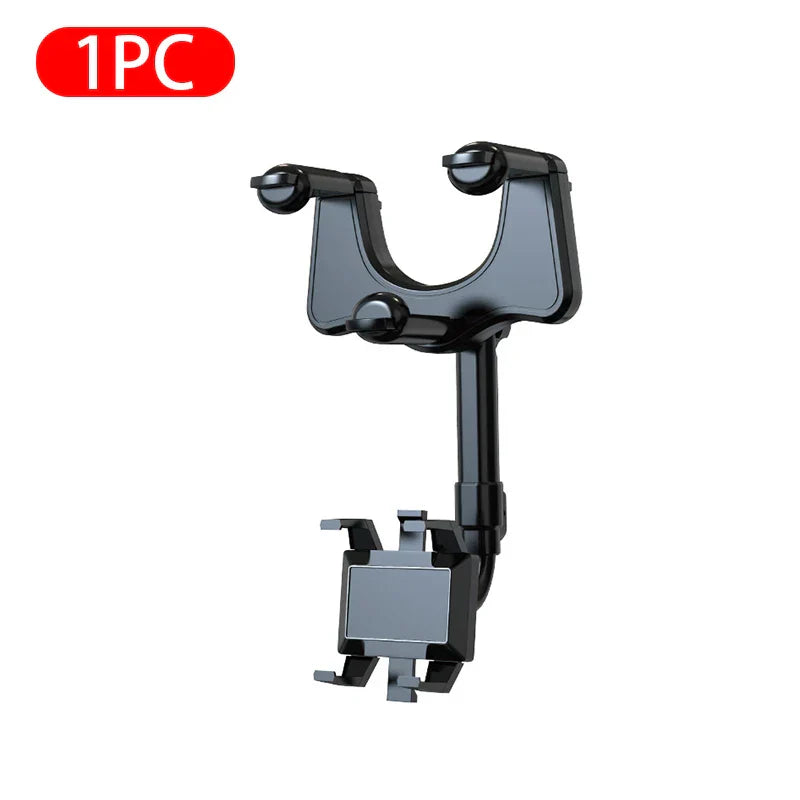 Universal Rearview Mirror Car Phone Holder – 360° Anti-Shake Stable Mount for 3–7 Inch Smartphones