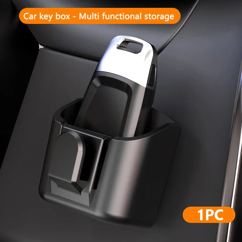 Dashboard Car Key Storage Box – Compact Self-Adhesive Universal Auto Key Holder with Hook