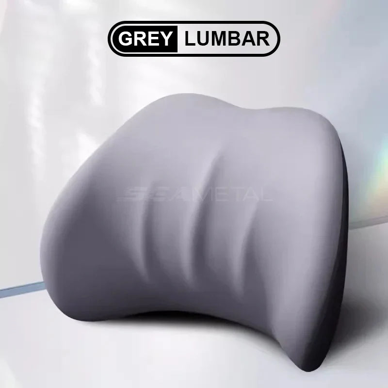 Car Neck & Lumbar Support Pillow – Breathable Memory Foam with Removable Cover