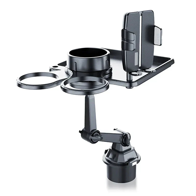 Universal Car Drink Holder Expander – Anti-Slip Silicone Base with 360° Phone Holder