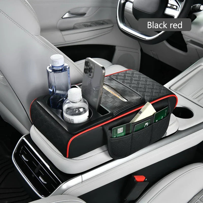 Car Center Console Armrest Cushion – 12-in-1 Multi-Function Pad with Storage & Cup Holder