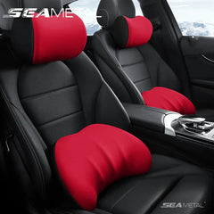 Car Neck & Lumbar Support Pillow – Breathable Memory Foam with Removable Cover