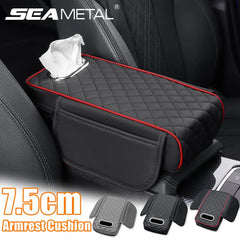 Thickened Car Armrest Cover – Memory Foam Center Console Cushion with Tissue Holder