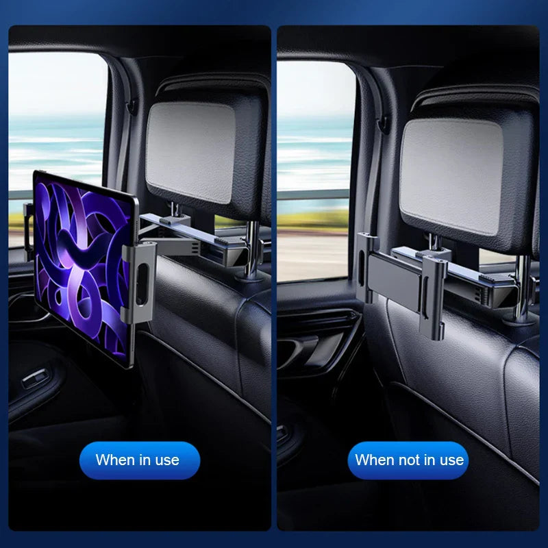 Upgraded Car Headrest Phone Holder – Telescopic Anti-Shake Mount for 4–12.9 Inch iPad & iPhone