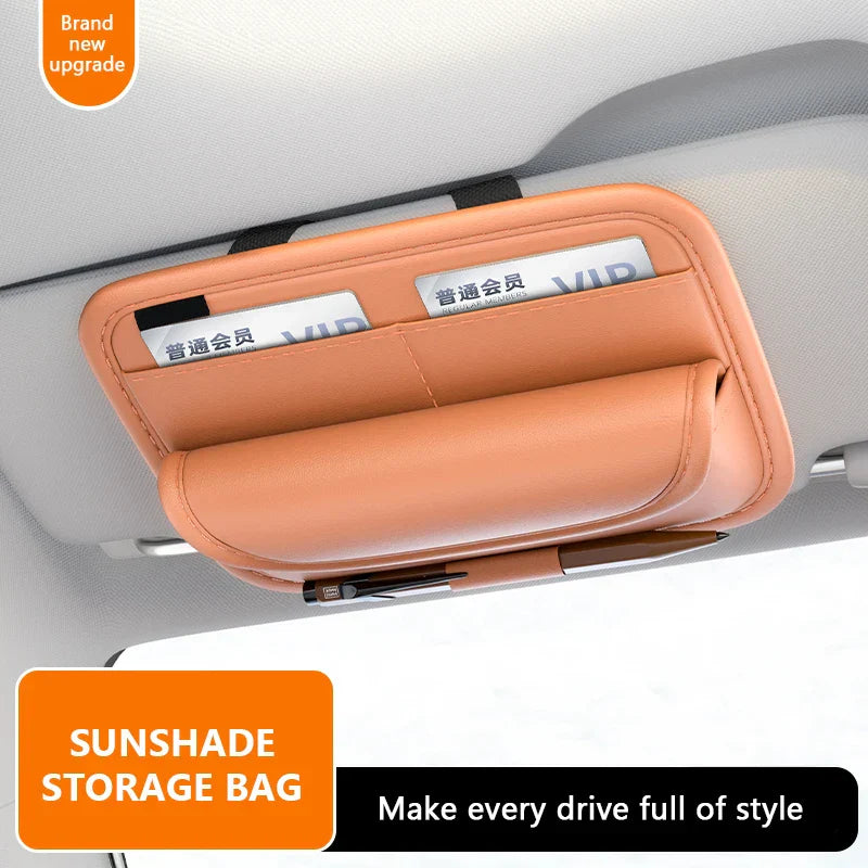 Car Visor Storage Bag – Luxury Textured Sunglasses Holder with Flannel Interior