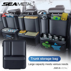 Hanging Car Trunk Storage Organizer – Leatherette Backseat Pocket with Secure Hook & Loop Design