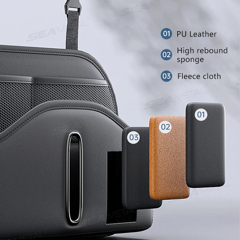 Car Back Seat Organizer – Multi-Functional Seatback Storage Bag with Net Pocket & Tissue Holder