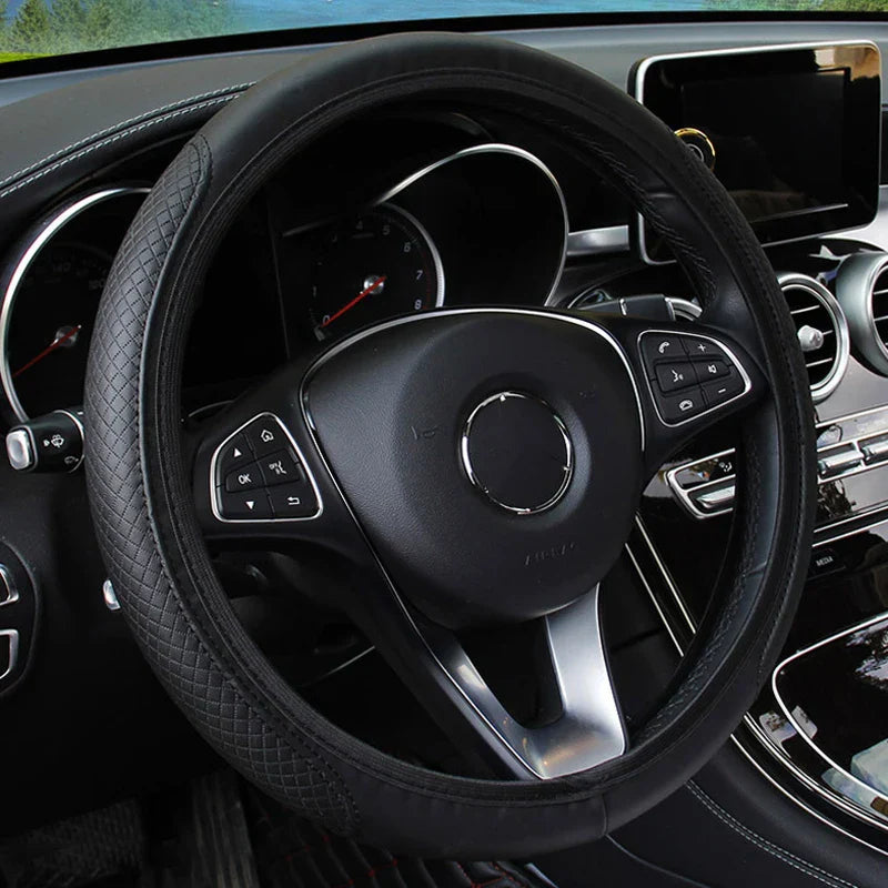 Universal Steering Wheel Cover 37–39CM – Anti-Slip, Wear-Resistant Microfiber Leather Cover