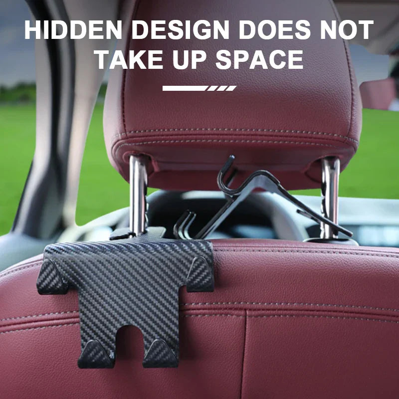Multifunctional Car Headrest Hook – Carbon Fiber Seat Back Hanging Hanger