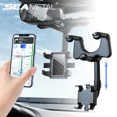 Universal Rearview Mirror Car Phone Holder – 360° Anti-Shake Stable Mount for 3–7 Inch Smartphones