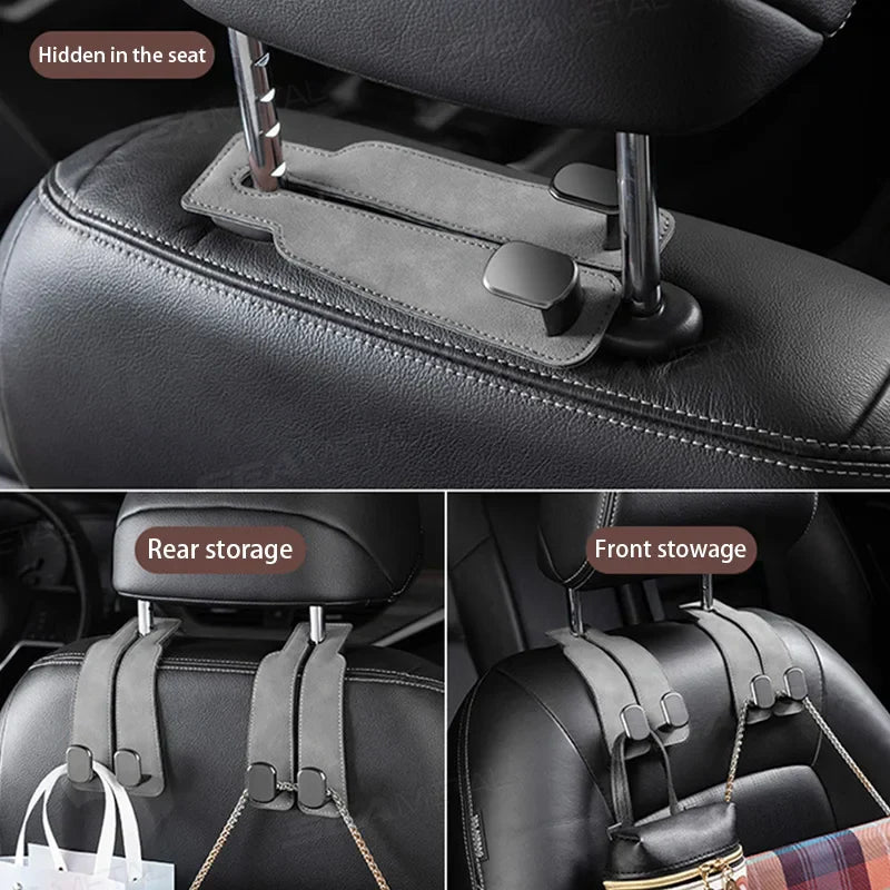 Car Headrest Hanging Hook – Premium Suede 20KG Heavy-Duty Storage Hook