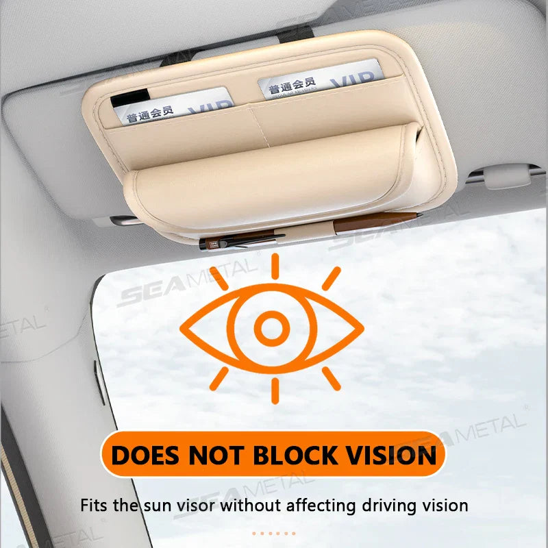 Car Visor Storage Bag – Luxury Textured Sunglasses Holder with Flannel Interior