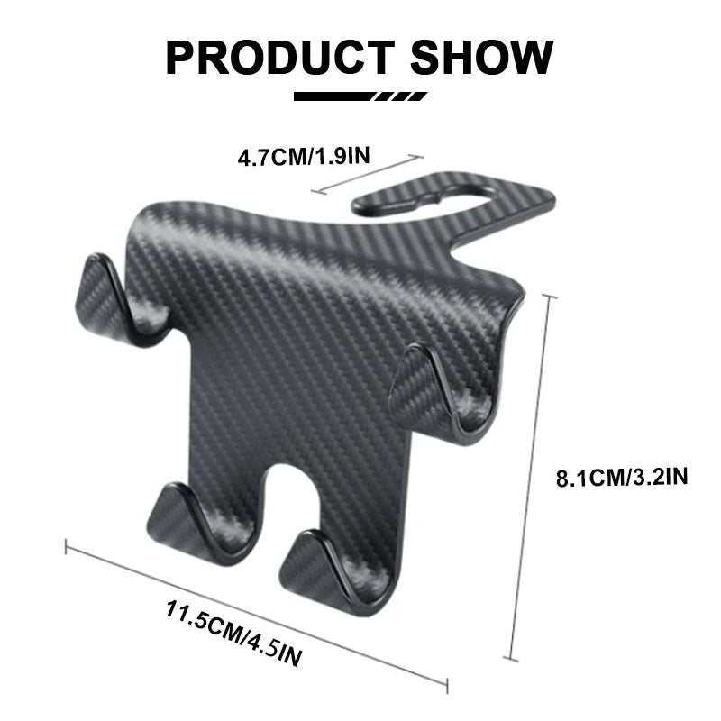 Multifunctional Car Headrest Hook – Carbon Fiber Seat Back Hanging Hanger