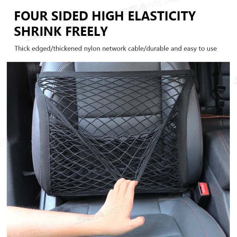 2-Layer Car Mesh Organizer – Universal Seat Storage Net Large-Capacity Cargo Holder