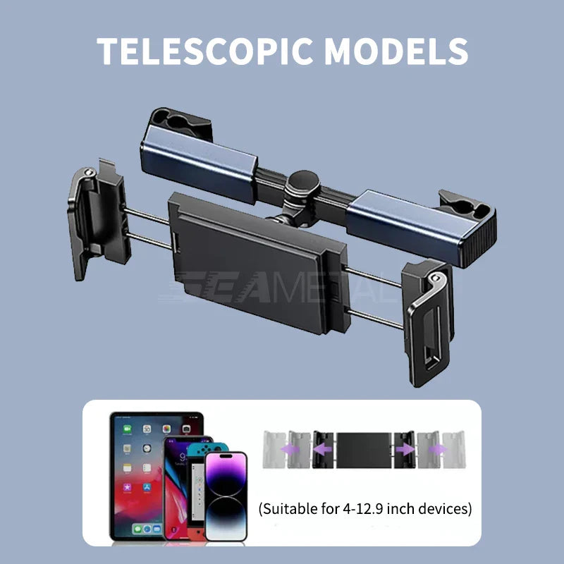 Car Seat Back Phone Holder – Telescopic Rear Tablet Mount for 4–12.9 Inch iPad & Smartphones