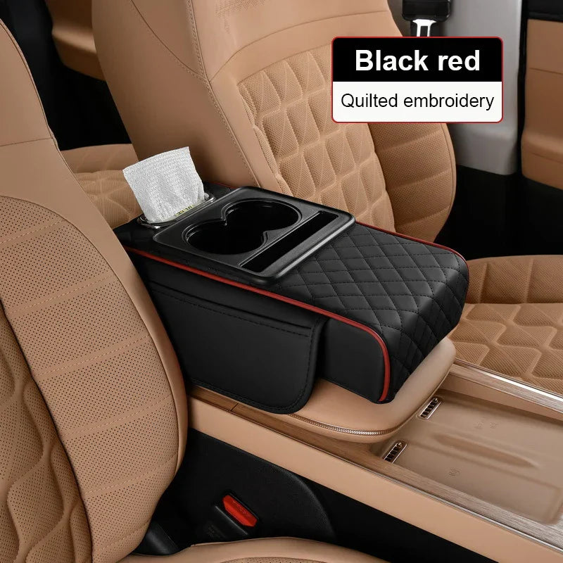All-in-One Car Arm Rest Cushion – 7cm Thick Console Organizer with Elbow Support