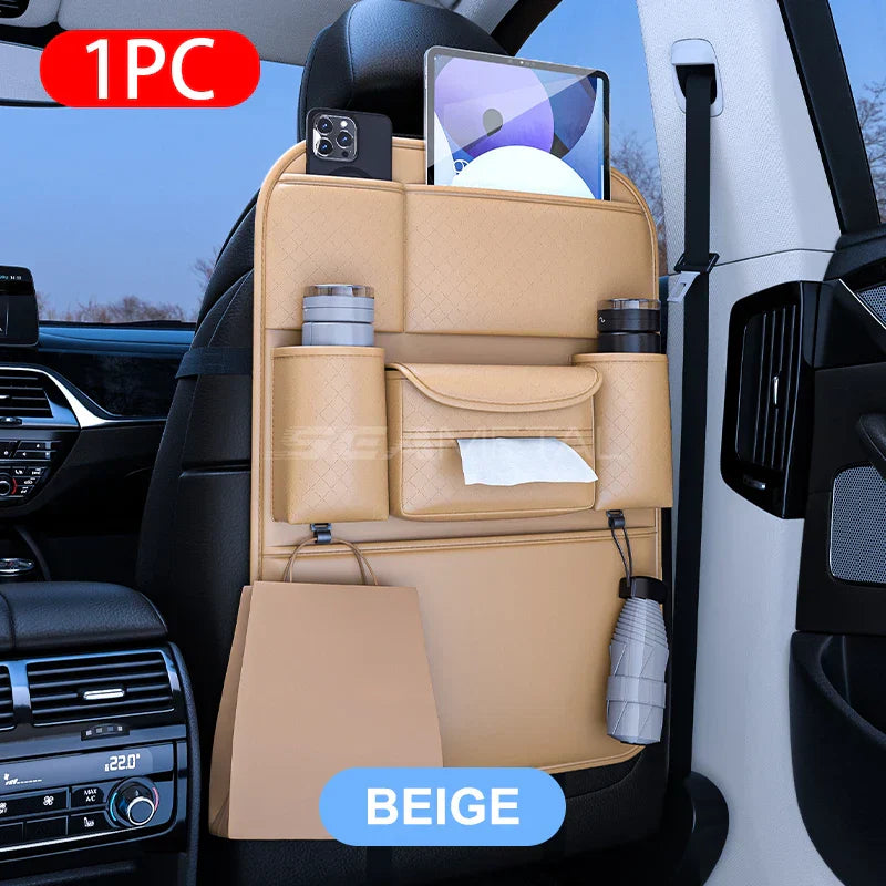 Multifunctional Car Seat Back Organizer – 8-Pocket Storage with Cup Holder