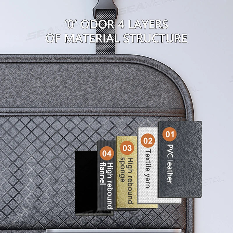 Luxury Car Seat Back Storage Bag – Multifunction Backseat Organizer with Anti-Kick Guard