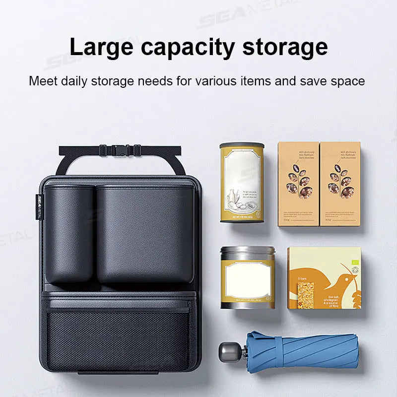 Hanging Car Trunk Storage Organizer – Leatherette Backseat Pocket with Secure Hook & Loop Design