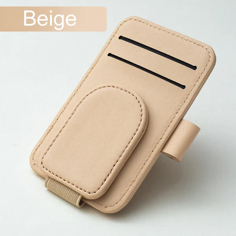 Luxury Suede Car Glasses Holder – Strong Magnetic Sun Visor Clip with Card Pocket
