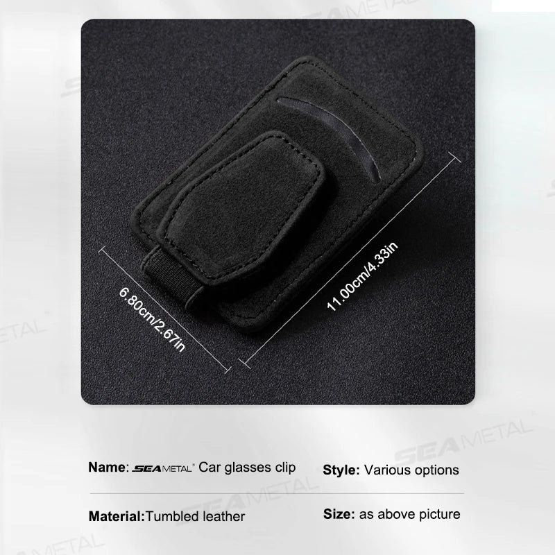Luxury Suede Car Glasses Holder – Strong Magnetic Sun Visor Clip with Card Pocket
