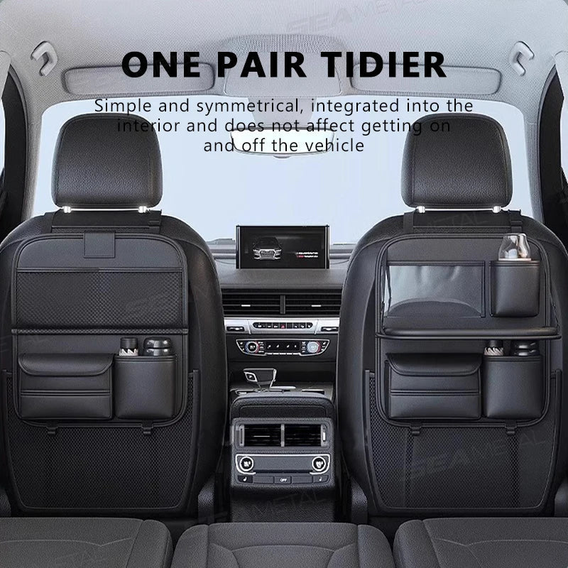 8-in-1 Car Seat Back Organizer with Foldable Tray – Waterproof Wear-Resistant Storage Bag