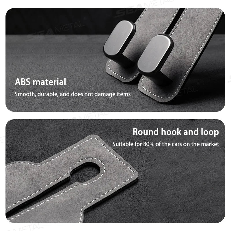 Car Headrest Hanging Hook – Premium Suede 20KG Heavy-Duty Storage Hook
