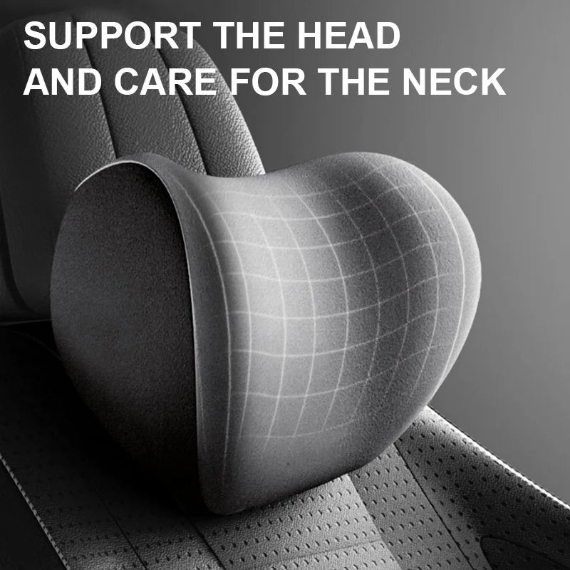 Memory Foam Car Neck Pillow – Ergonomic Headrest & Lumbar Support Cushion with Washable Cover