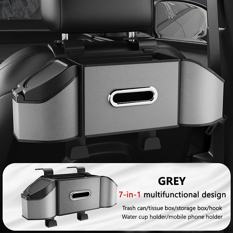 Car Back Seat Organizer – Multifunction Storage Box with Cup Holder, Trash Bin & Phone Mount