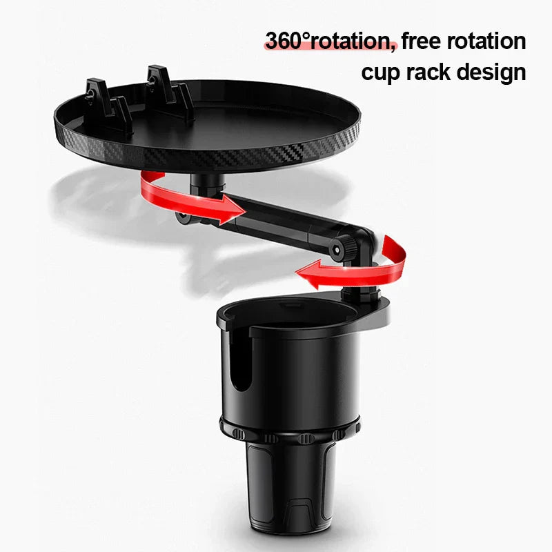 3-in-1 Car Cup Holder Extender with Tray – Adjustable 6–9cm Base Anti-Slip Design