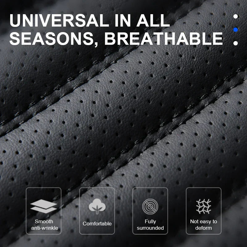 Full-Wrapped PU Car Seat Cover – Breathable Perforated Front Seat Cushion with Anti-Slip Design