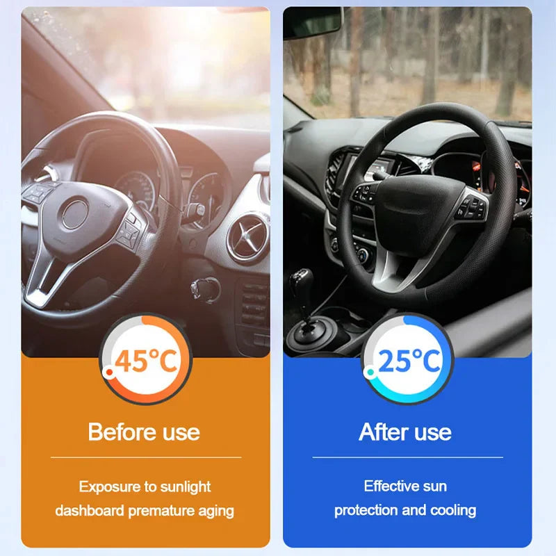 Foldable Car Front Window Sunshade – Summer Cooling UV Protection Curtain