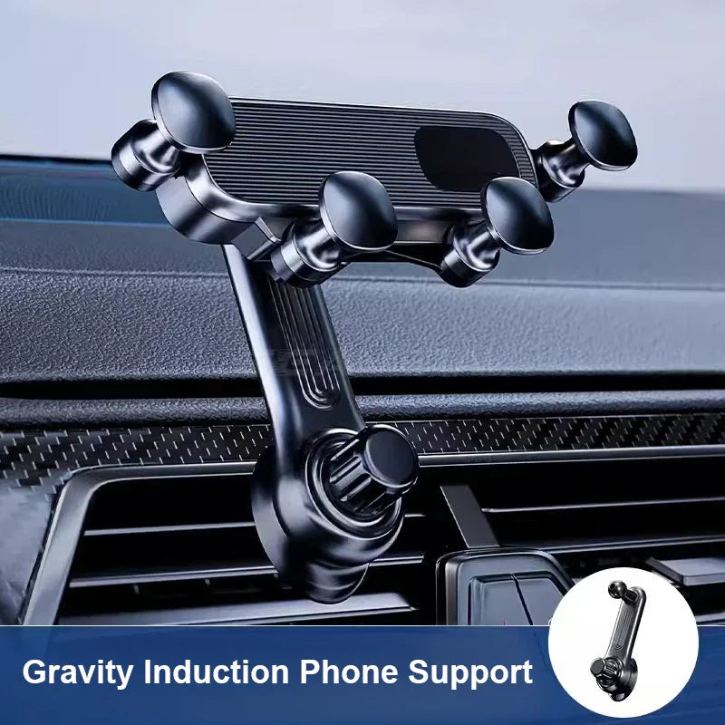 Gravity Car Phone Holder – Telescopic Air Vent Mount with 360° Rotation for 4.7–7 Inch Phones