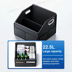 Foldable Car Trunk Organizer – 22.5L Waterproof Wear-Resistant Storage Box with 6 Pockets