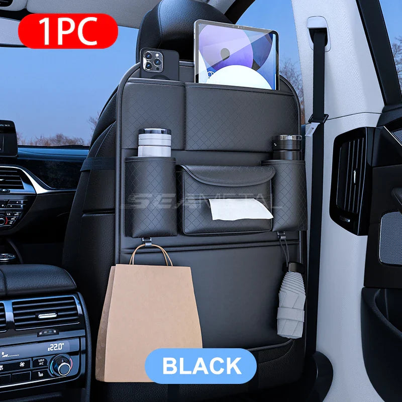 Multifunctional Car Seat Back Organizer – 8-Pocket Storage with Cup Holder