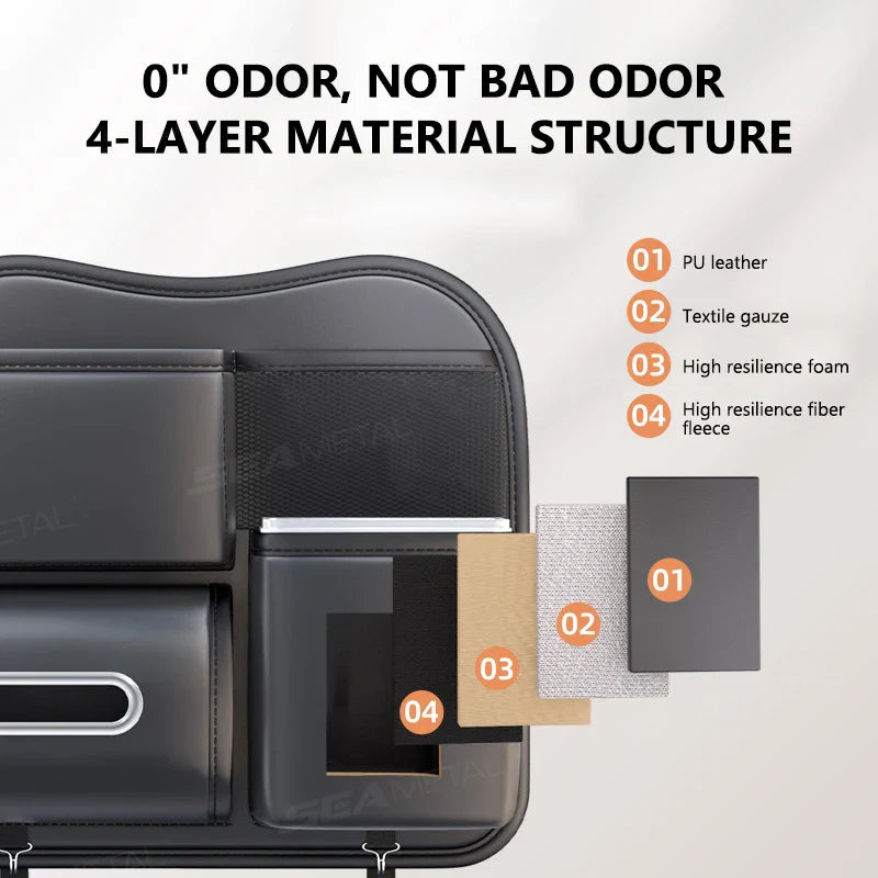 6-in-1 Car Seat Back Organizer – Premium PU Leather Storage Bag with Tissue Holder