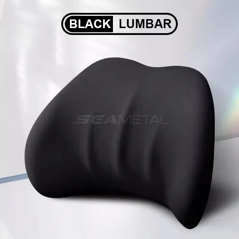 Car Neck & Lumbar Support Pillow – Breathable Memory Foam with Removable Cover