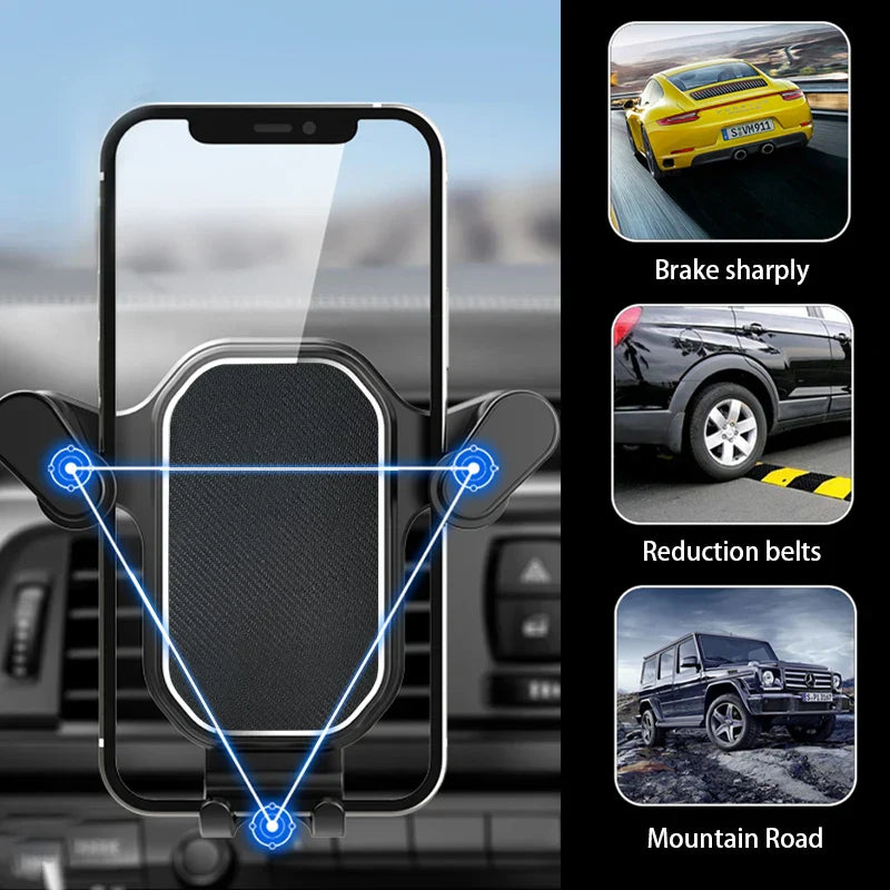Gravity Car Phone Holder – Air Vent Hook Mount with 360° Rotation for One-Hand Operation