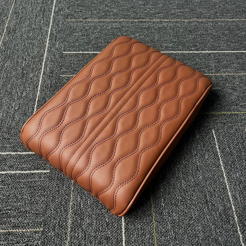 Thickened Car Armrest Box Cushion – 3D Memory Foam PU Leather Console Cover