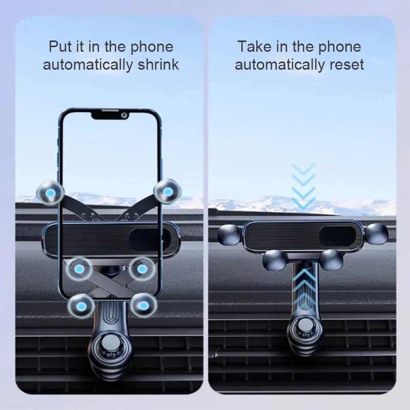 Stable Gravity Car Vent Phone Mount – Adjustable Telescopic Holder for 4.7–7 Inch Smartphones